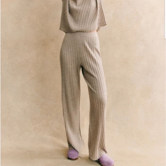 Sezane Pants - NWT Sézane Lazare Ribbed Knit Trousers in Sandstone Size S